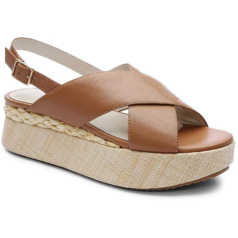 All Smiles Womens Leather Slingback Platform Sandals
