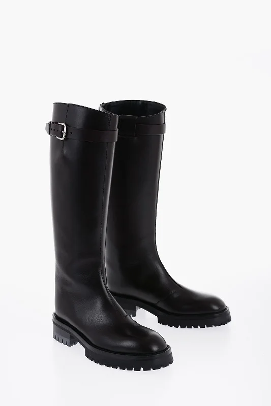Ann Demeulemeester Leather Nes High Boots With Chainstrap