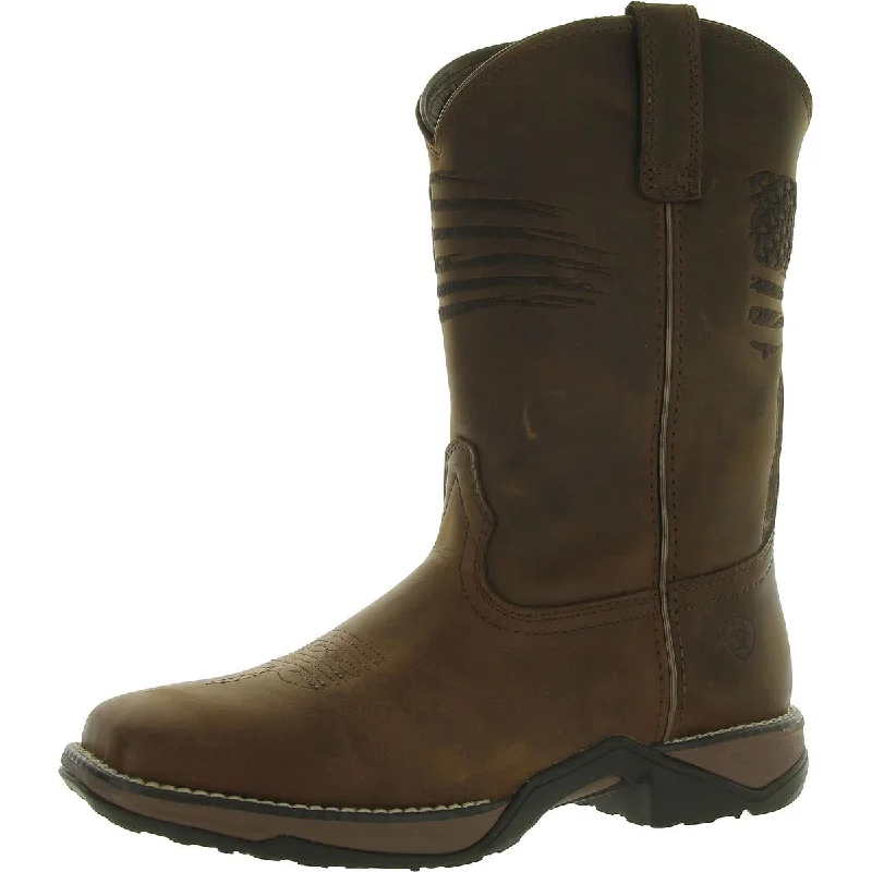 Anthem Patriot Womens Leather Block Heel Cowboy, Western Boots