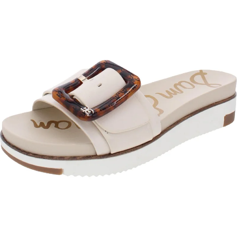 Ariane Womens Buckle Slip On Slide Sandals