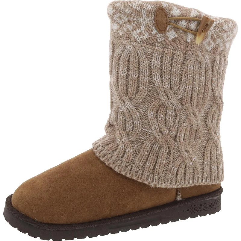 Cheryl Womens Faux Suede Pull On Winter & Snow Boots