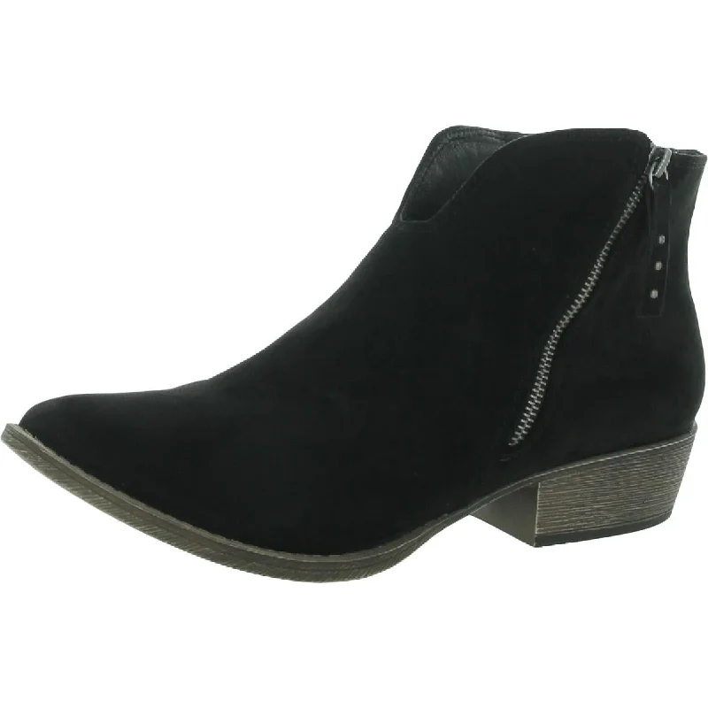Divine  Womens Faux Suede Block Heel Ankle Boots