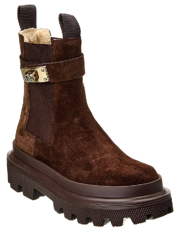 Dolce & Gabbana Logo Suede Chelsea Boot