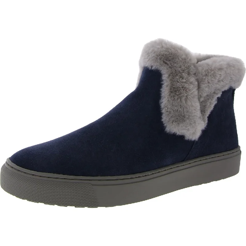 Duffy Womens Faux Leather Faux Fur Trim Ankle Boots