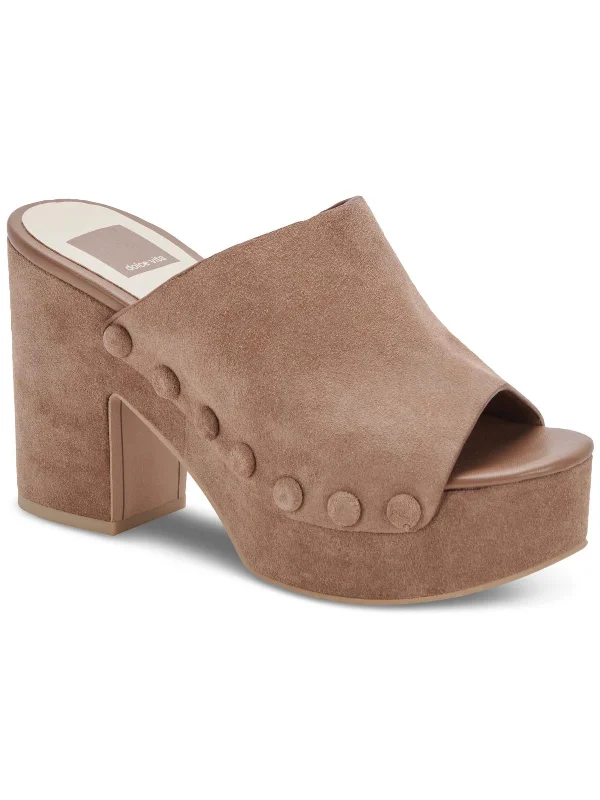 Emol Womens Suede Round Toe Platform Sandals