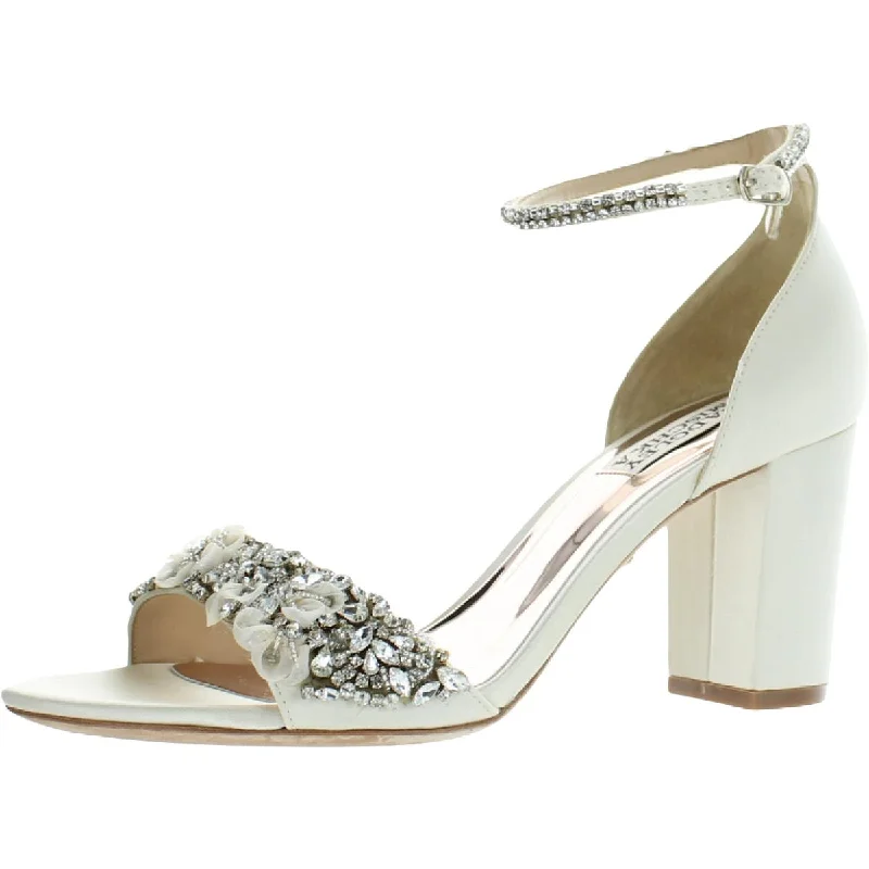 Finesse Womens Satin Rhinestone Evening Sandals