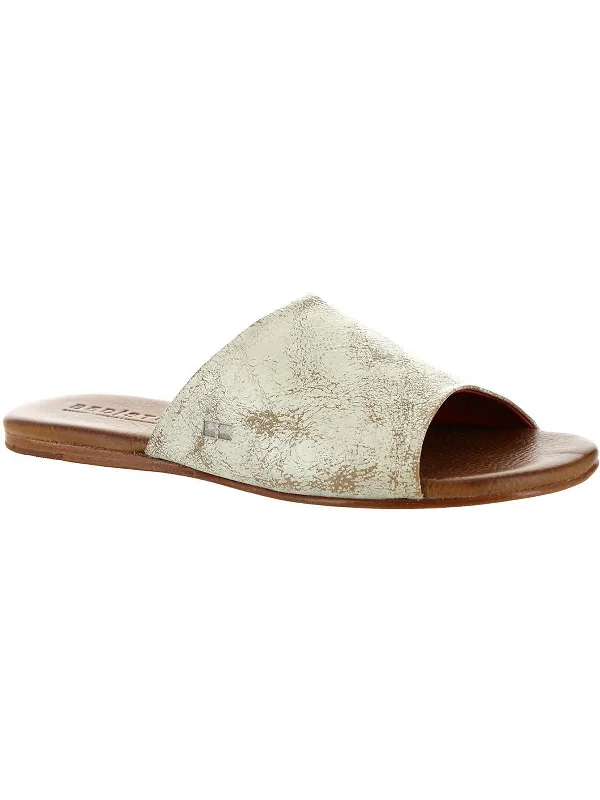 GIA Womens Leather Slip On Slide Sandals