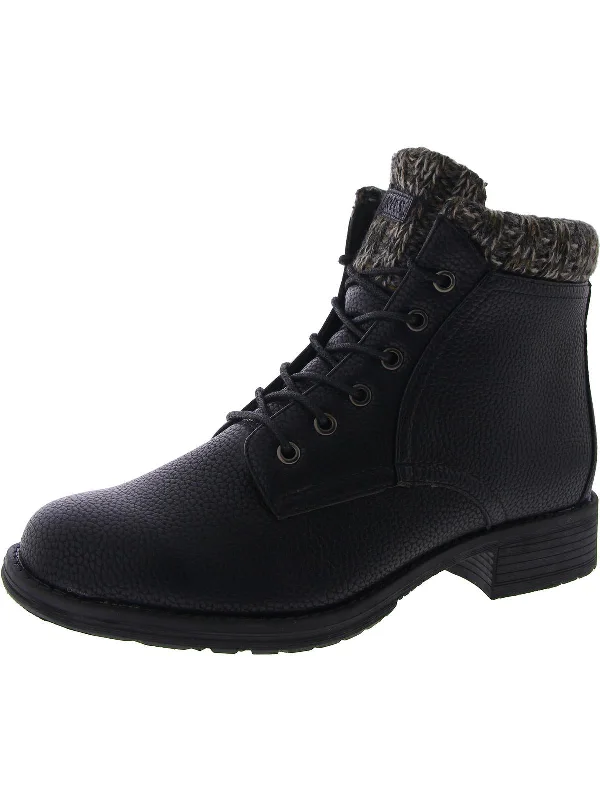 Hiker Alps Womens Faux Leather Block Heel Hiking Boots