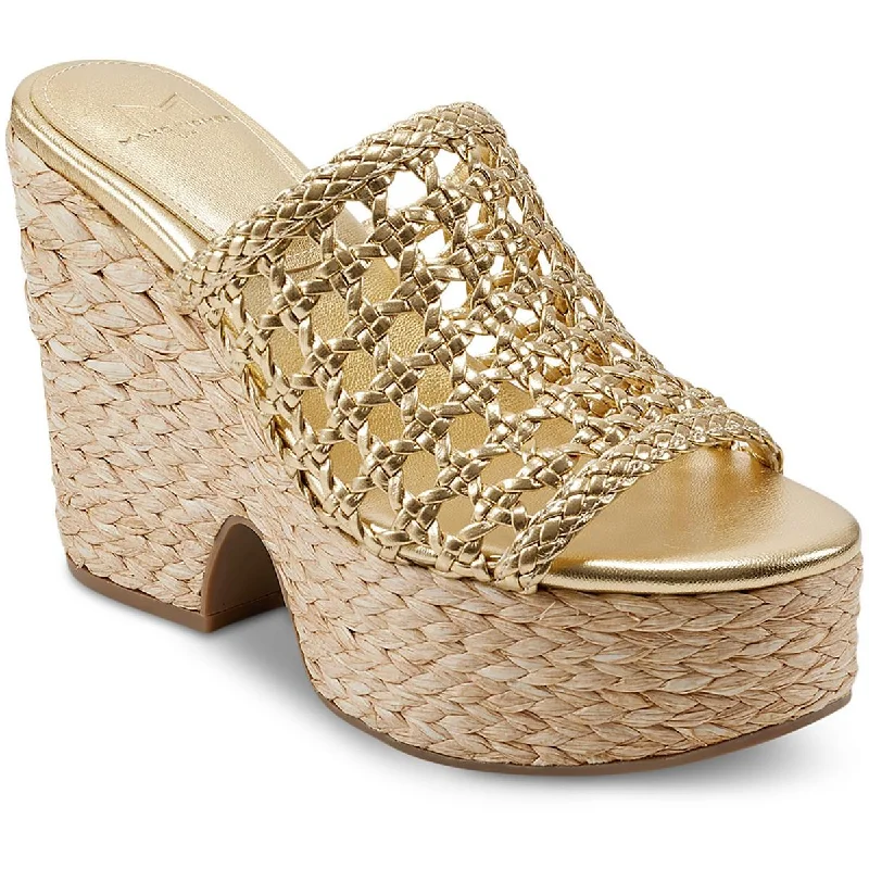 Hollis Womens Faux Leather Slip On Espadrilles
