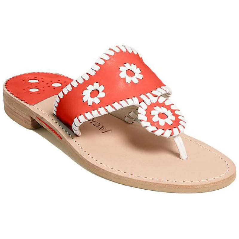Jacks Flat  Womens Leather Embellished Thong Sandals