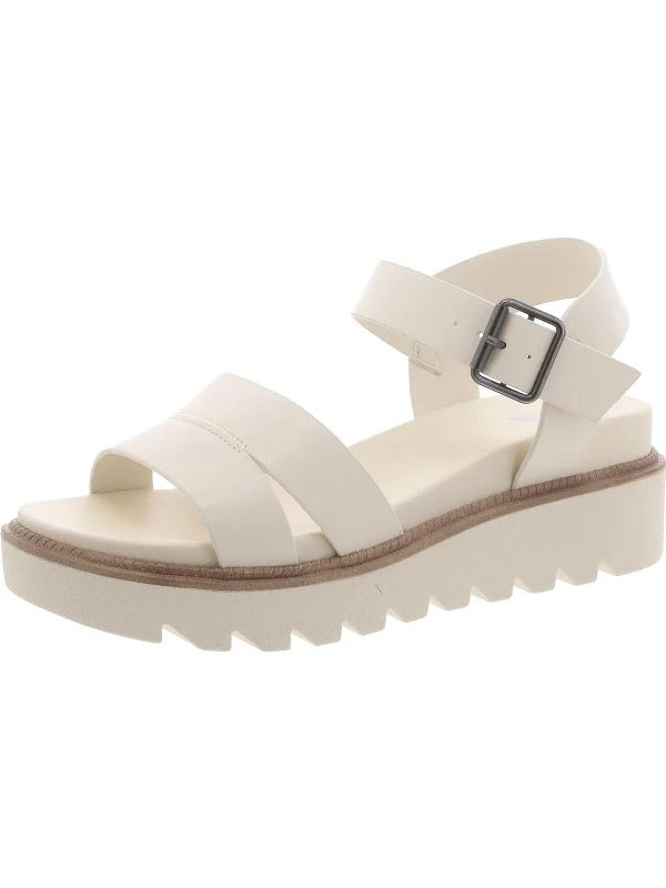 Jovie Womens Faux eather Platform Ankle Strap