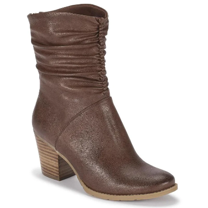 Leslie Womens Faux Leather Almond Toe Ankle Boots