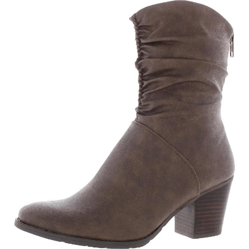 Leslie Womens Faux Leather Casual Mid-Calf Boots