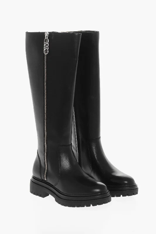 Michael Kors Leather Boots With Zip Detail