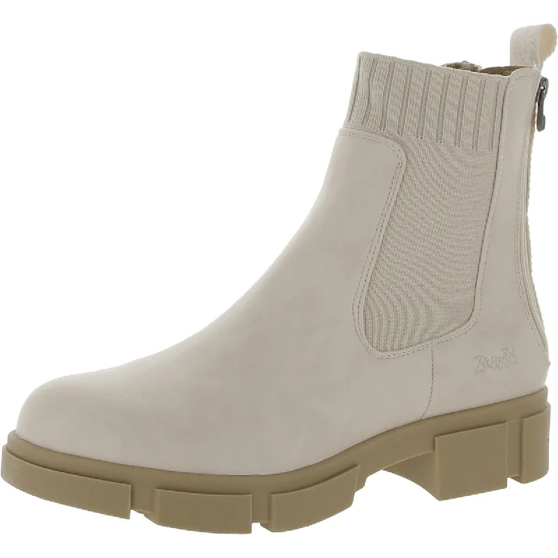 Moor Womens Faux Leather Lug Sole Ankle Boots