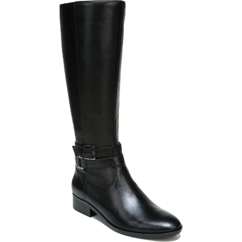 Reid Womens Leather Block Heel Knee-High Boots