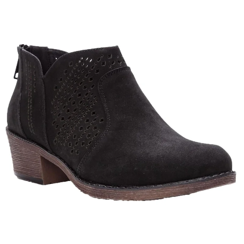 Remy Womens Leather Block Heel Ankle Boots