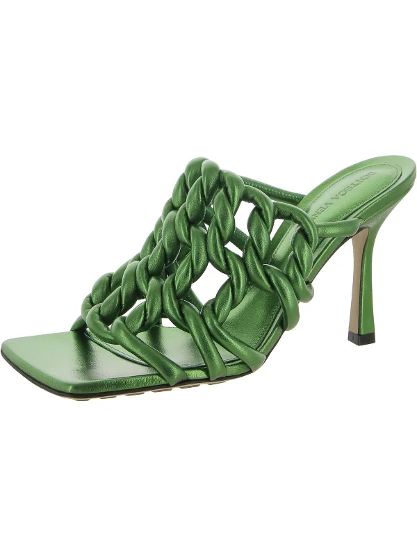 Stretch Womens Leather Slip On Heels