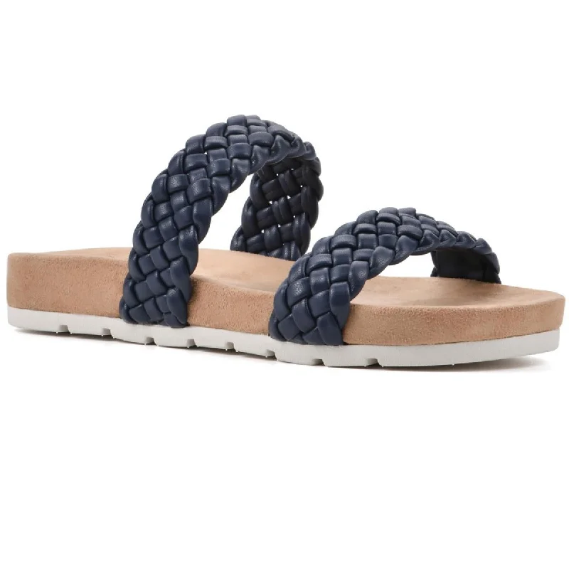 Truly Womens Braided Cushioned Footbed Slide Sandals