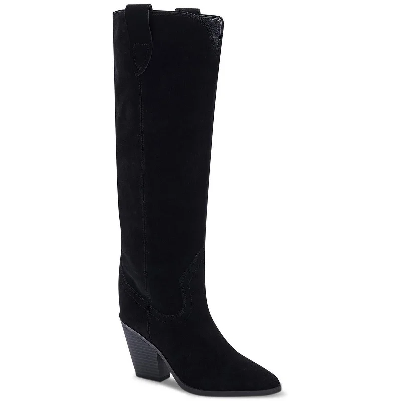 Winnie Womens Faux Suede Pointed Toe Knee-High Boots