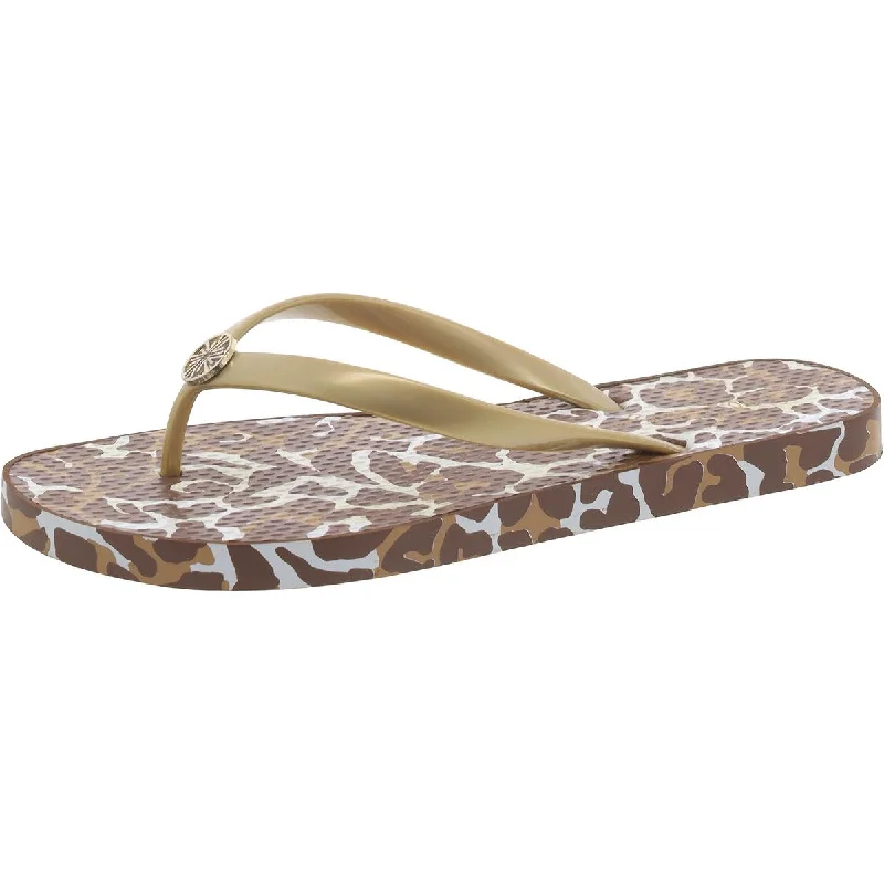 Womens Animal Print Slip On Thong Sandals