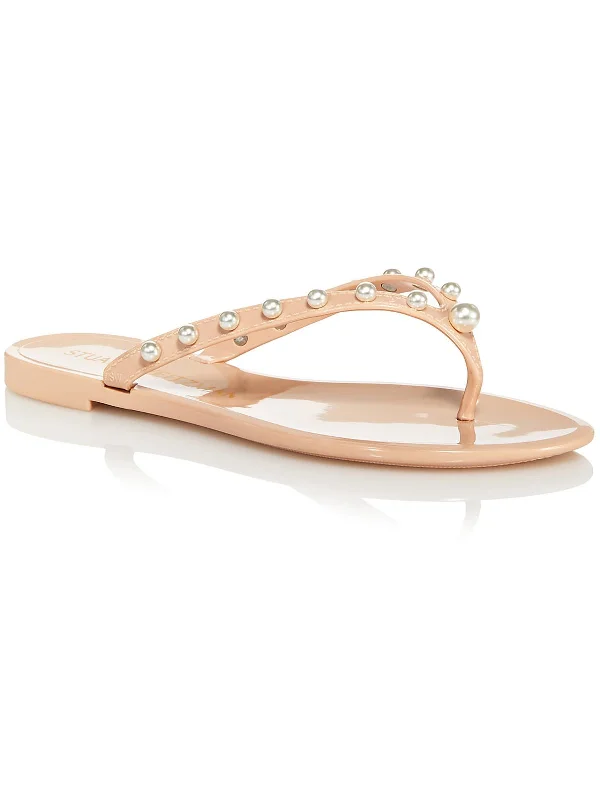 Womens Embellished Slip On Flip-Flops