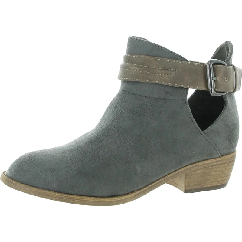 Womens Faux Suede Round Toe Ankle Boots