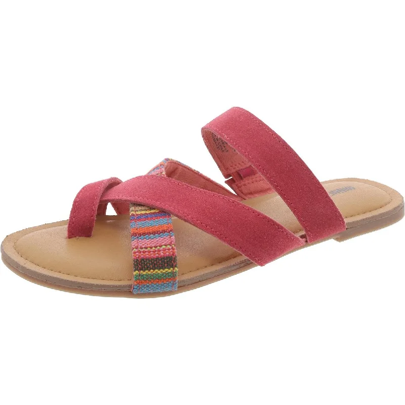 Womens Faux Suede Strappy Slide Sandals