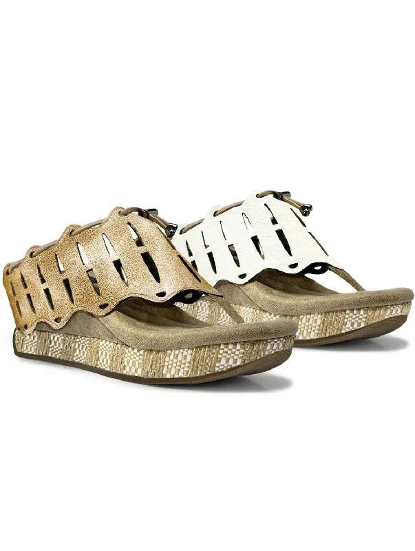 Women's Inca Wedge Sandal In White/tan