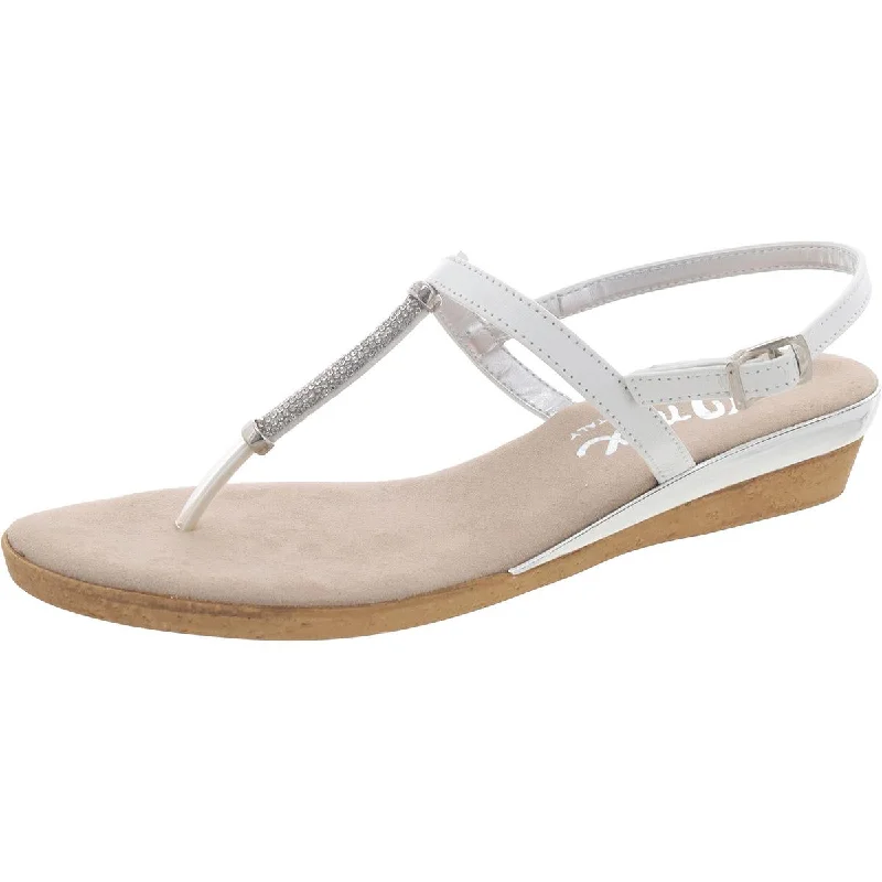 Womens Leather Slingback Thong Sandals