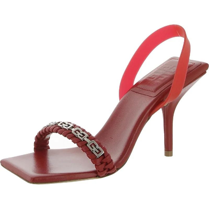 Womens Leather Square Toe Heels