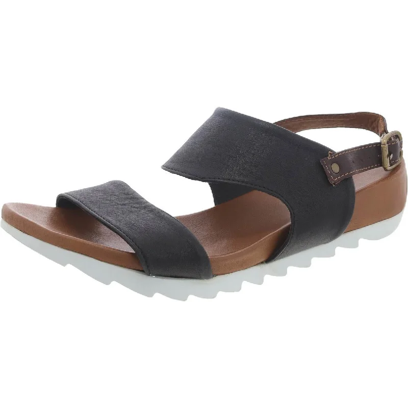 Womens Leather Wedge Slingback Sandals