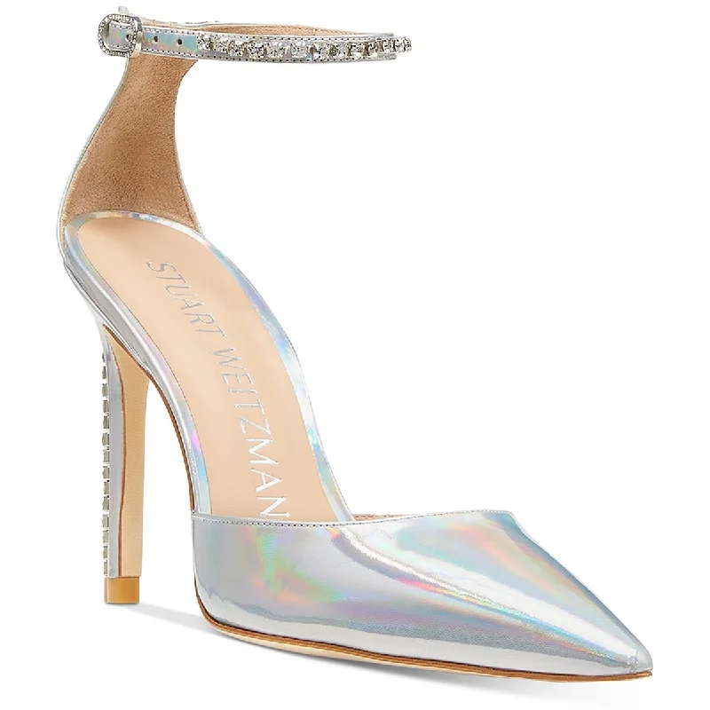 Womens Metallic Embellished Ankle Strap