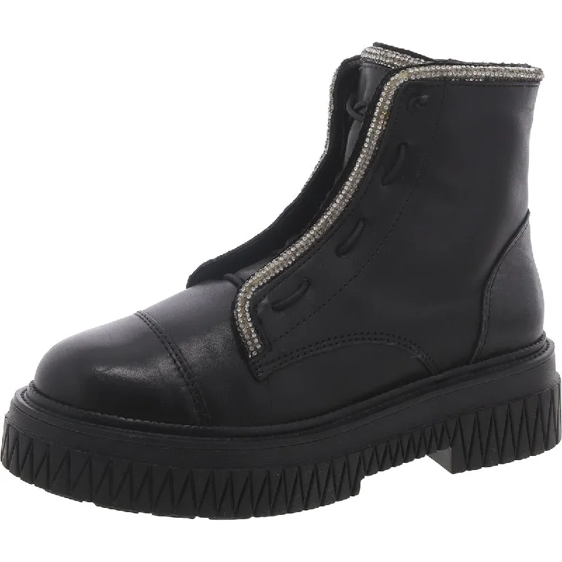 Womens Rhinestone Side Zipper Ankle Boots