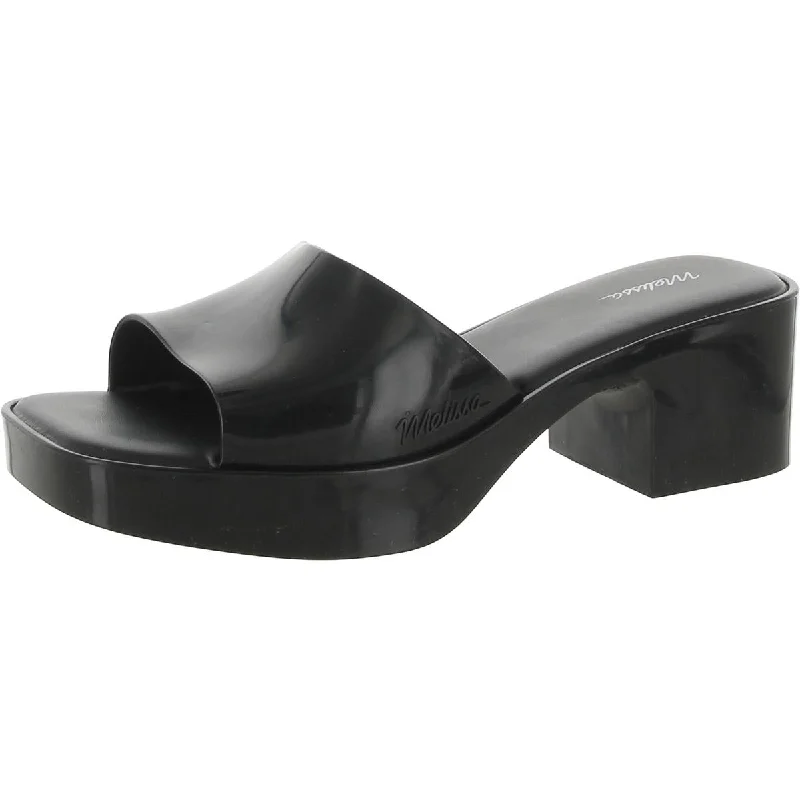 Womens Solid Square Toe Slide Sandals
